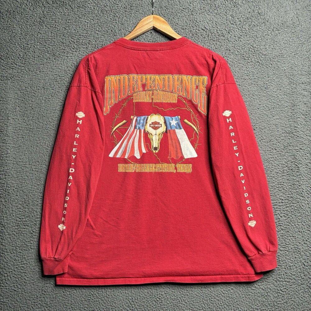 Vintage Y2K Harley Davidson Long Sleeve Prints T Shirt Mens XL Biker Grunge